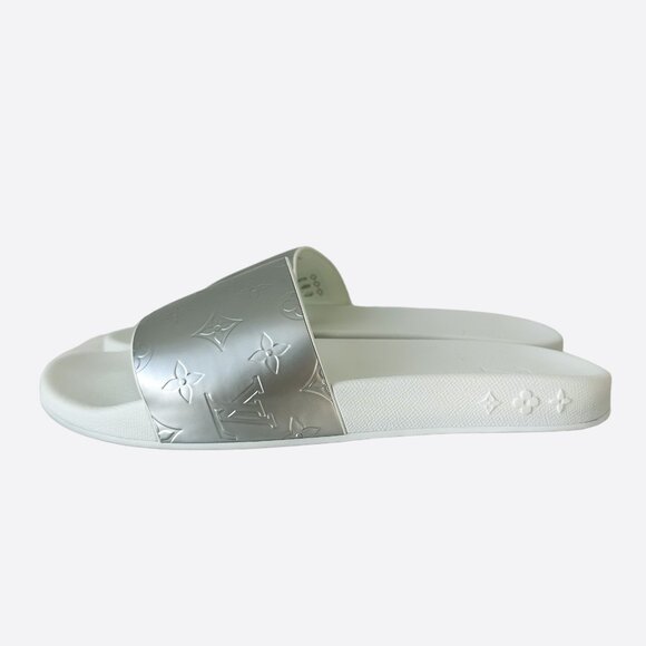 Louis Vuitton White & Silver Monogram Slides main image 5